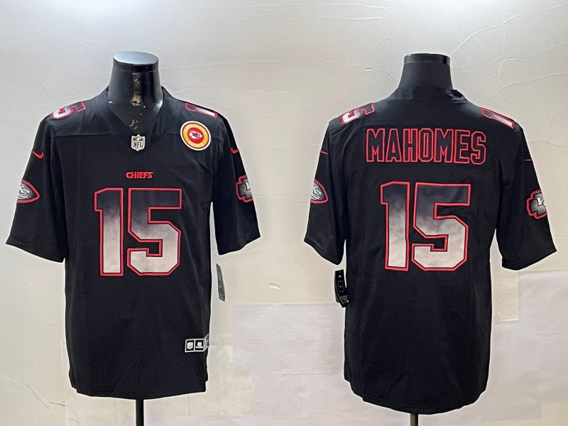 Men Kansas City Chiefs #15 Mahomes black Rainbow 2025 Nike Limited NFL Jersey style 7